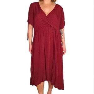 Torrid Ruffled V Neck Midi With Pockets Size 3X Red